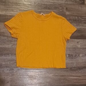 Aeropostale Ribbed Yellow Crop Top